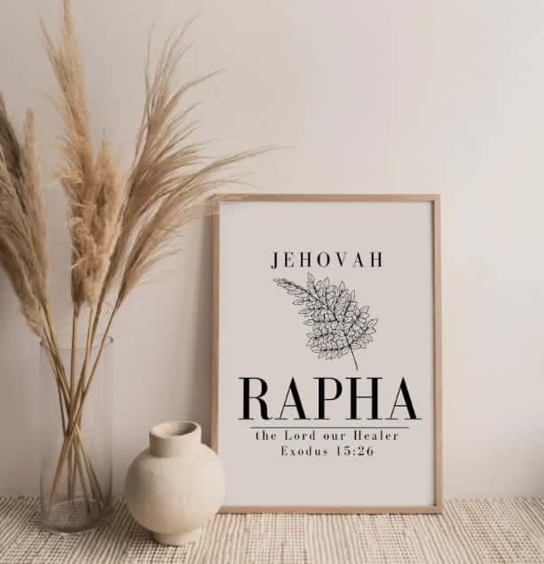 Jehovah RAPHA, The Names of God | Single, Christian Wall Art, A3 at XILEF Art